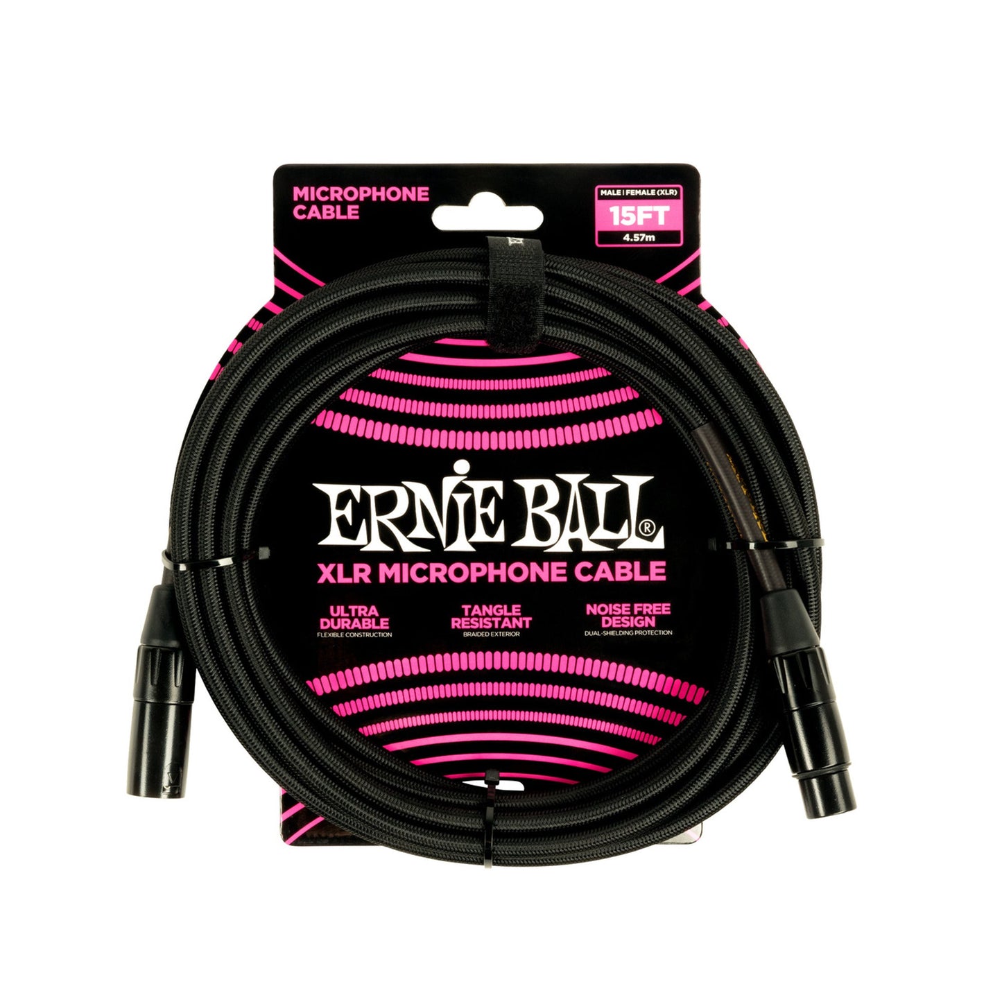 Ernie Ball P06391 Braided XLR Microphone Cable 15ft Black