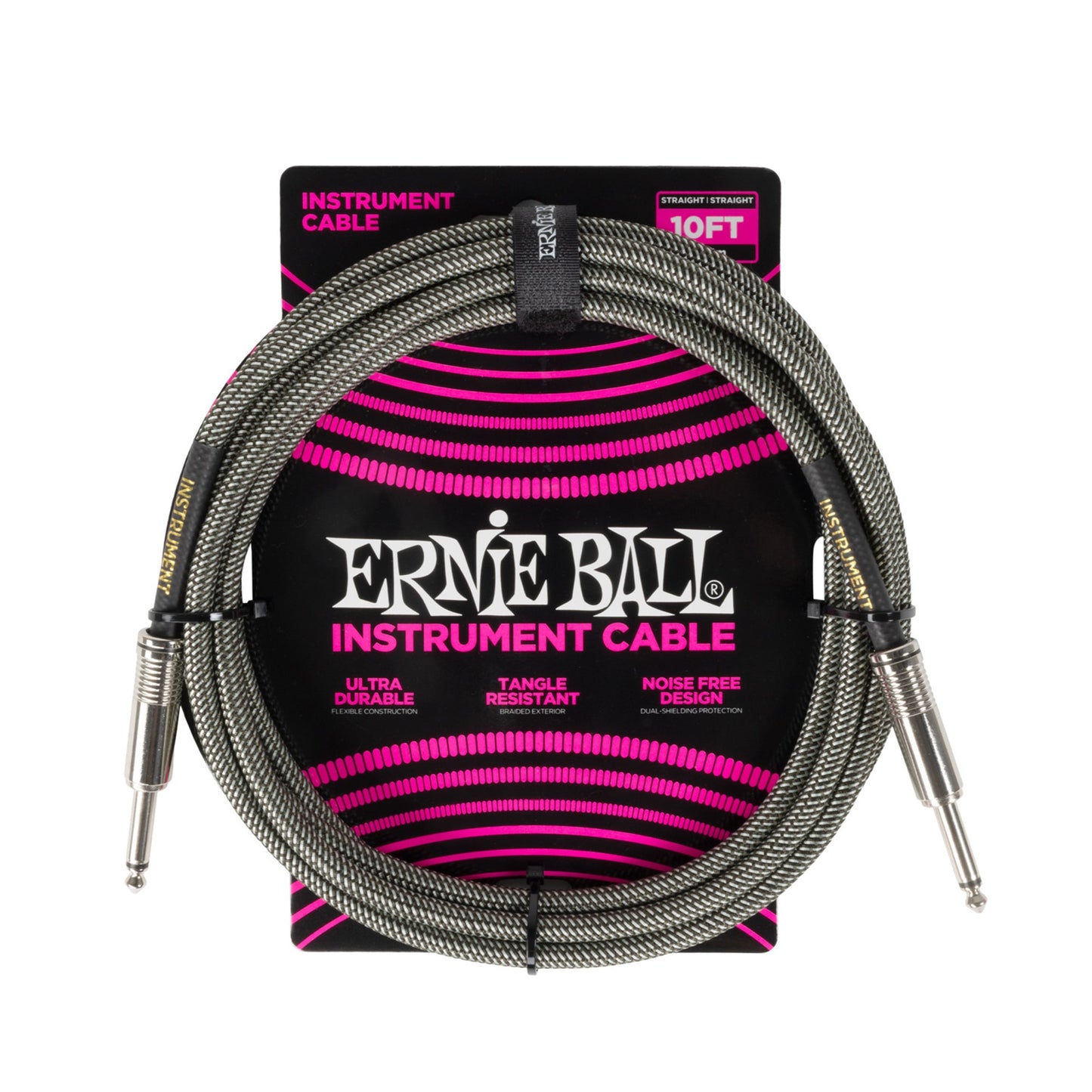 Ernie Ball P06429 Braided Instrument Cable 10ft Silver Fox