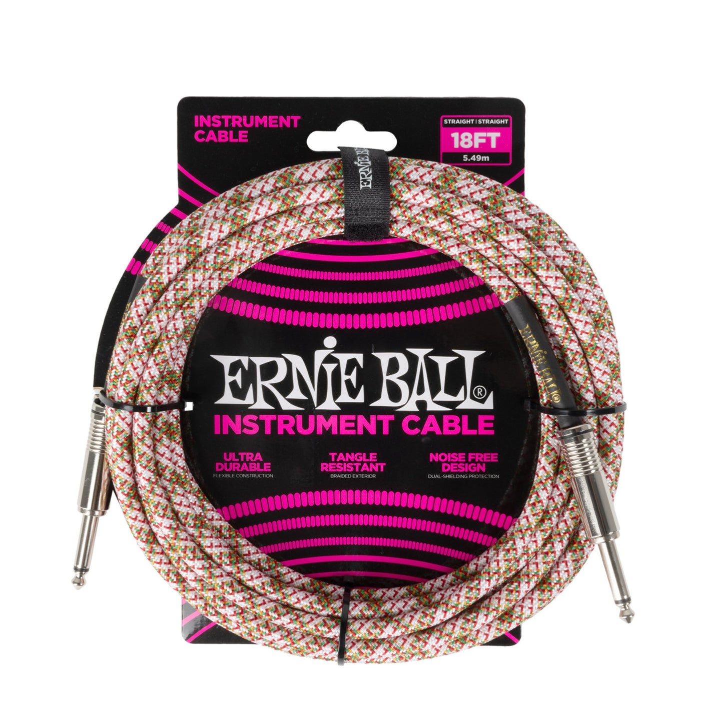 Ernie Ball P06430 Braided Instrument Cable 18ft Emerald Argyle