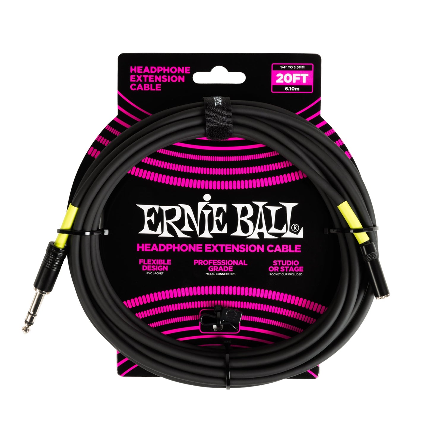 Ernie Ball P06423 Headphone Extension Cable 20ft Black