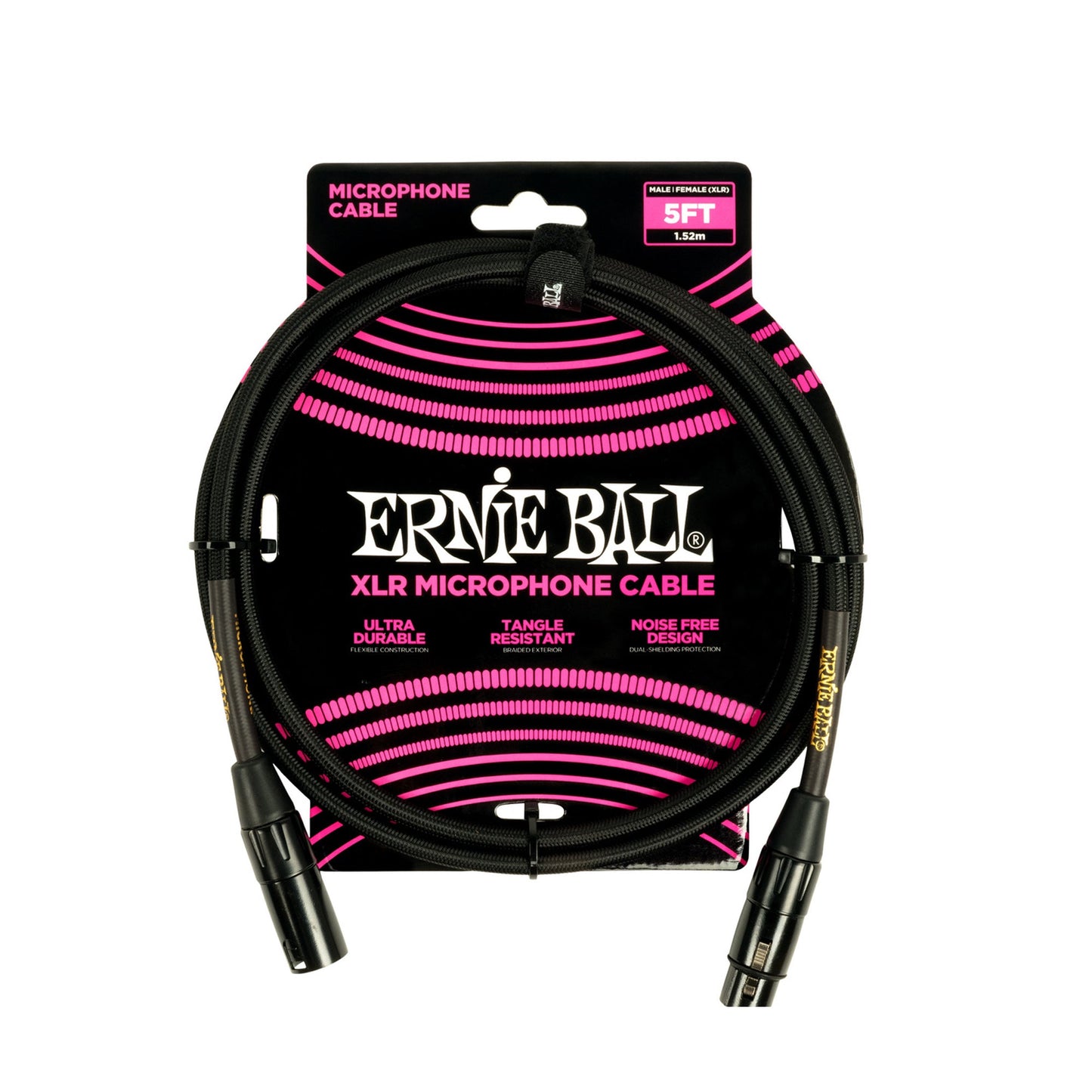 Ernie Ball P06390 Braided XLR Microphone Cable 5ft Black