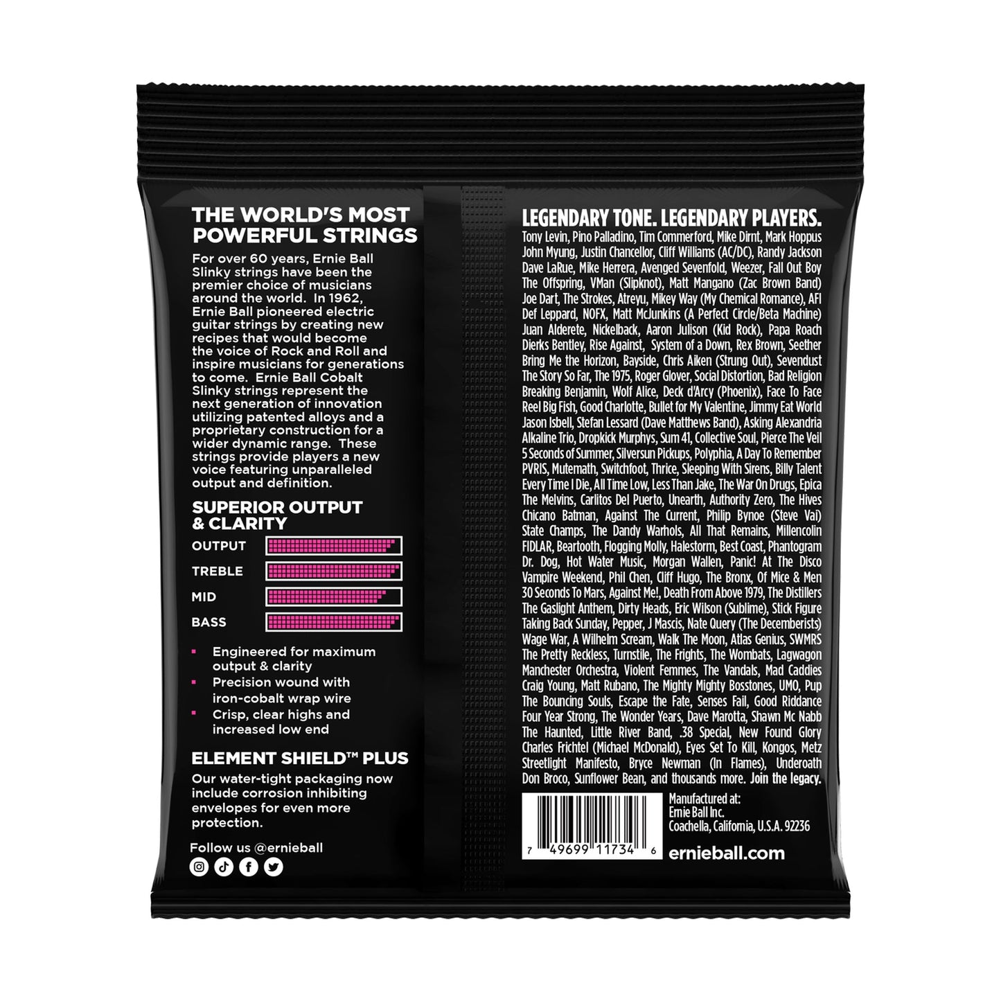 Ernie Ball P02737 Super Slinky Cobalt 5-String Electric Bass Strings 40-125