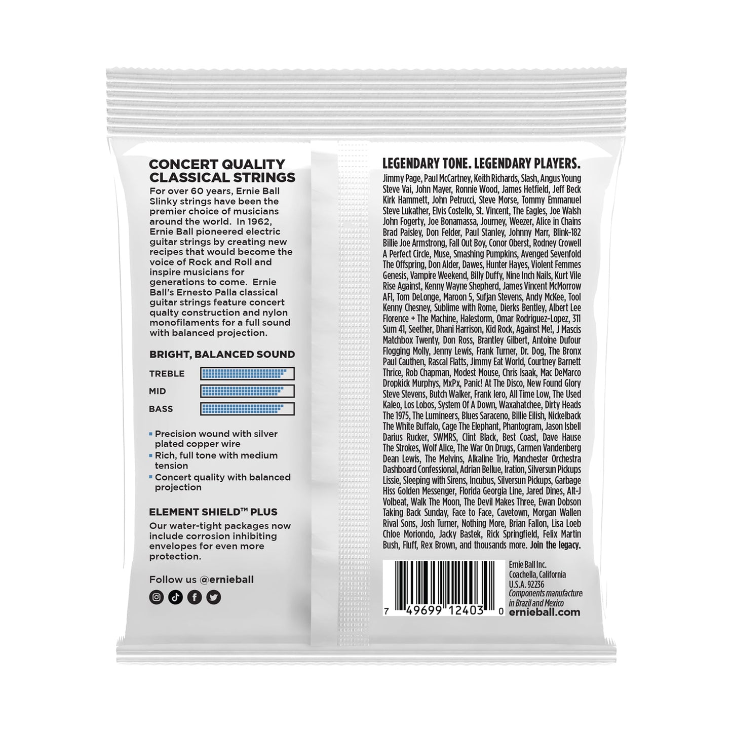 Ernie Ball P02403 Ernesto Palla Nylon Classical Guitar Strings Clear & Silver
