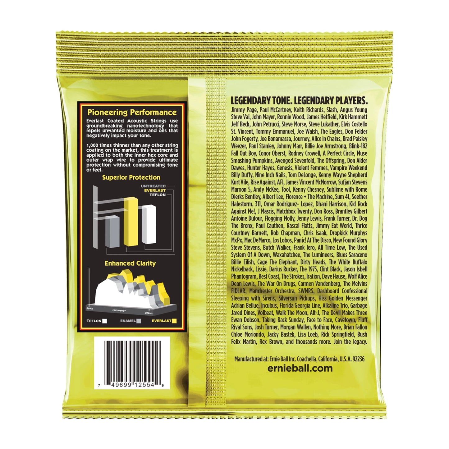 Ernie Ball P02554 Everlast Coated 80/20 Bronze Medium Acoustic Strings 13-56