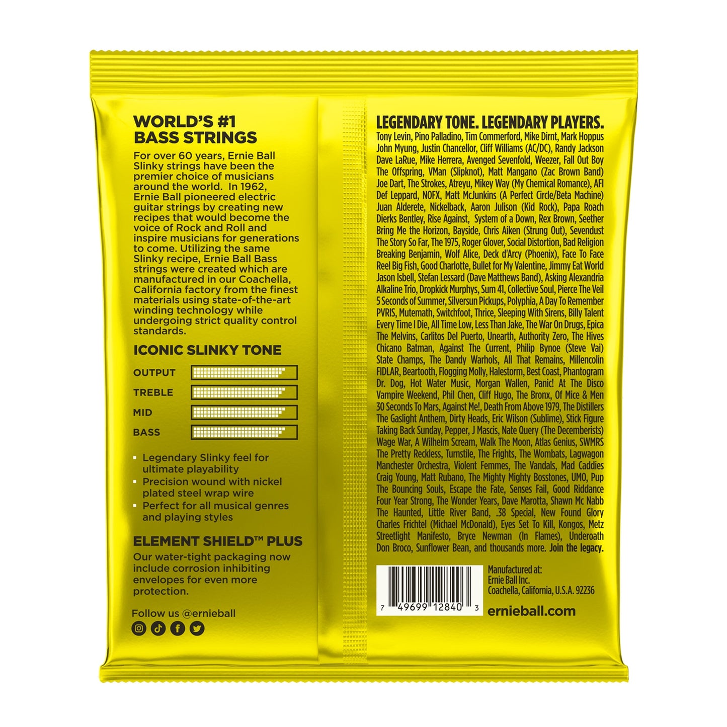 Ernie Ball P02840 Beefy Slinky Nickel Wound Electric Bass Strings 65-130