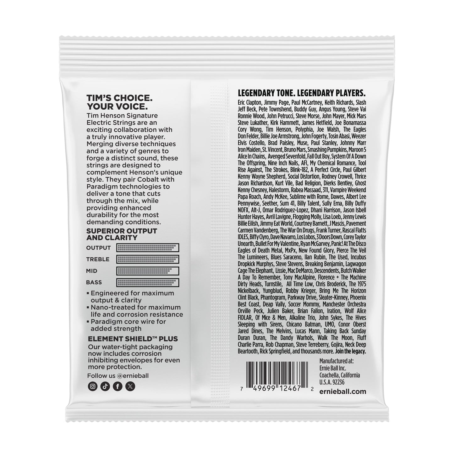 Ernie Ball P03826 Tim Henson Slinky Cobalt Electric Guitar Strings 9.5-46