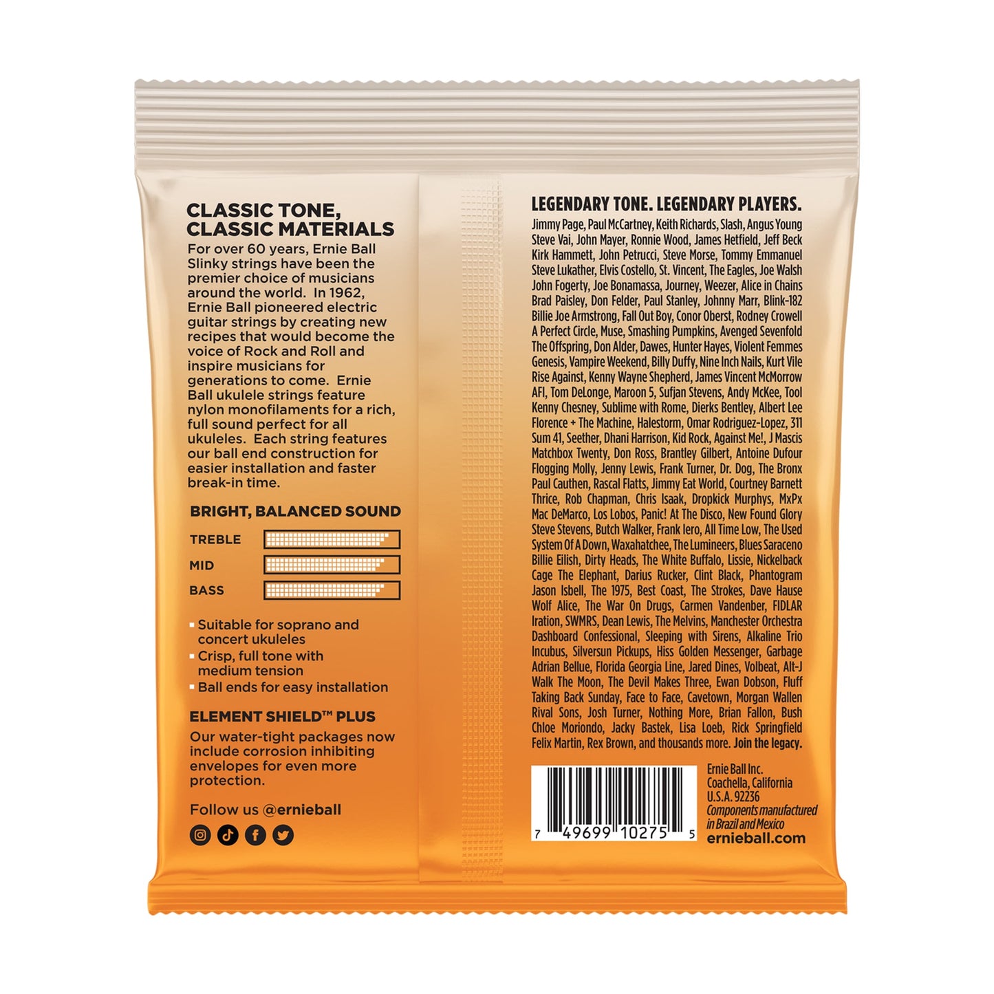Ernie Ball P02329 Concert Soprano Nylon Ball End Ukulele Strings Clear