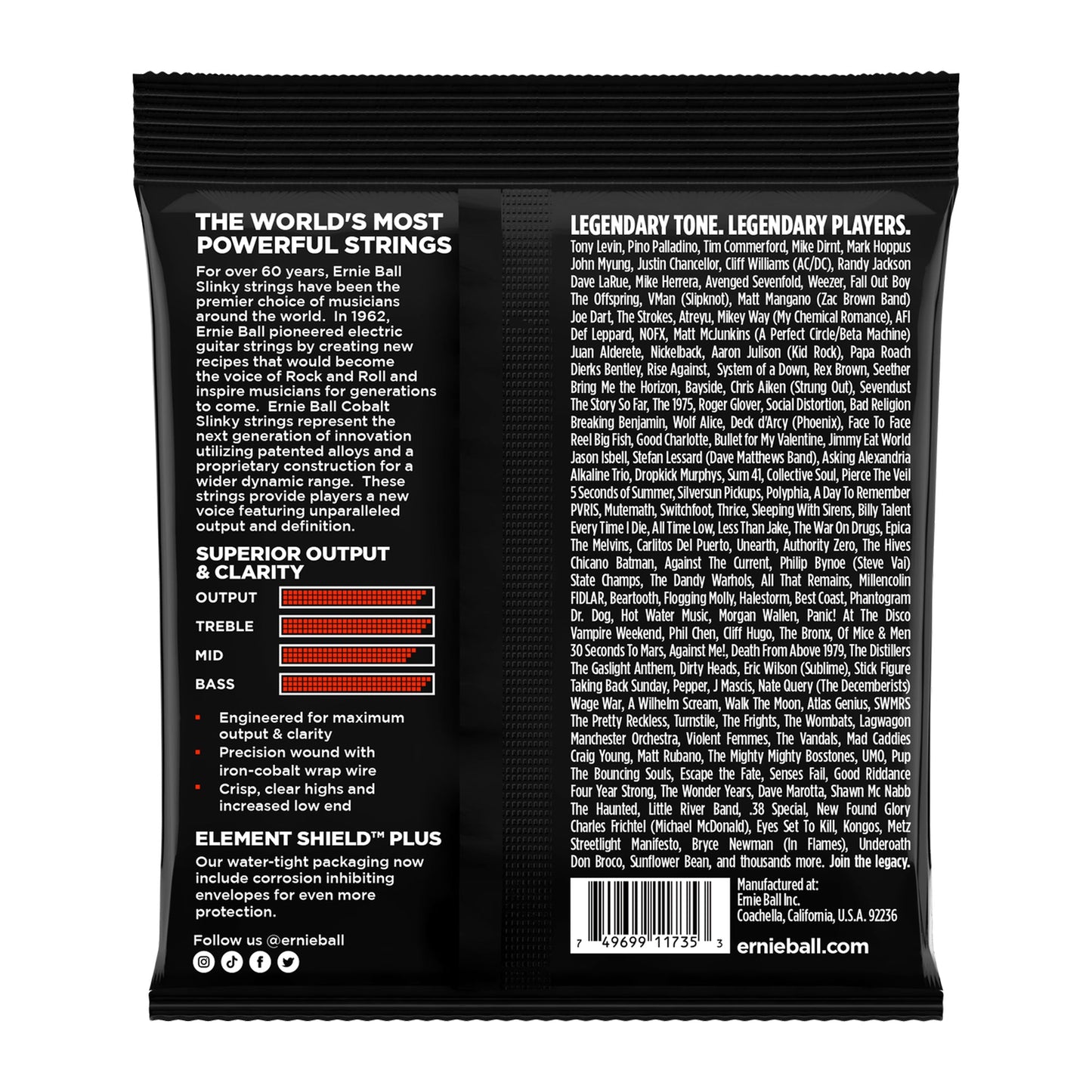 Ernie Ball P02739 Slinky Cobalt 6-String Electric Bass Strings 32-130