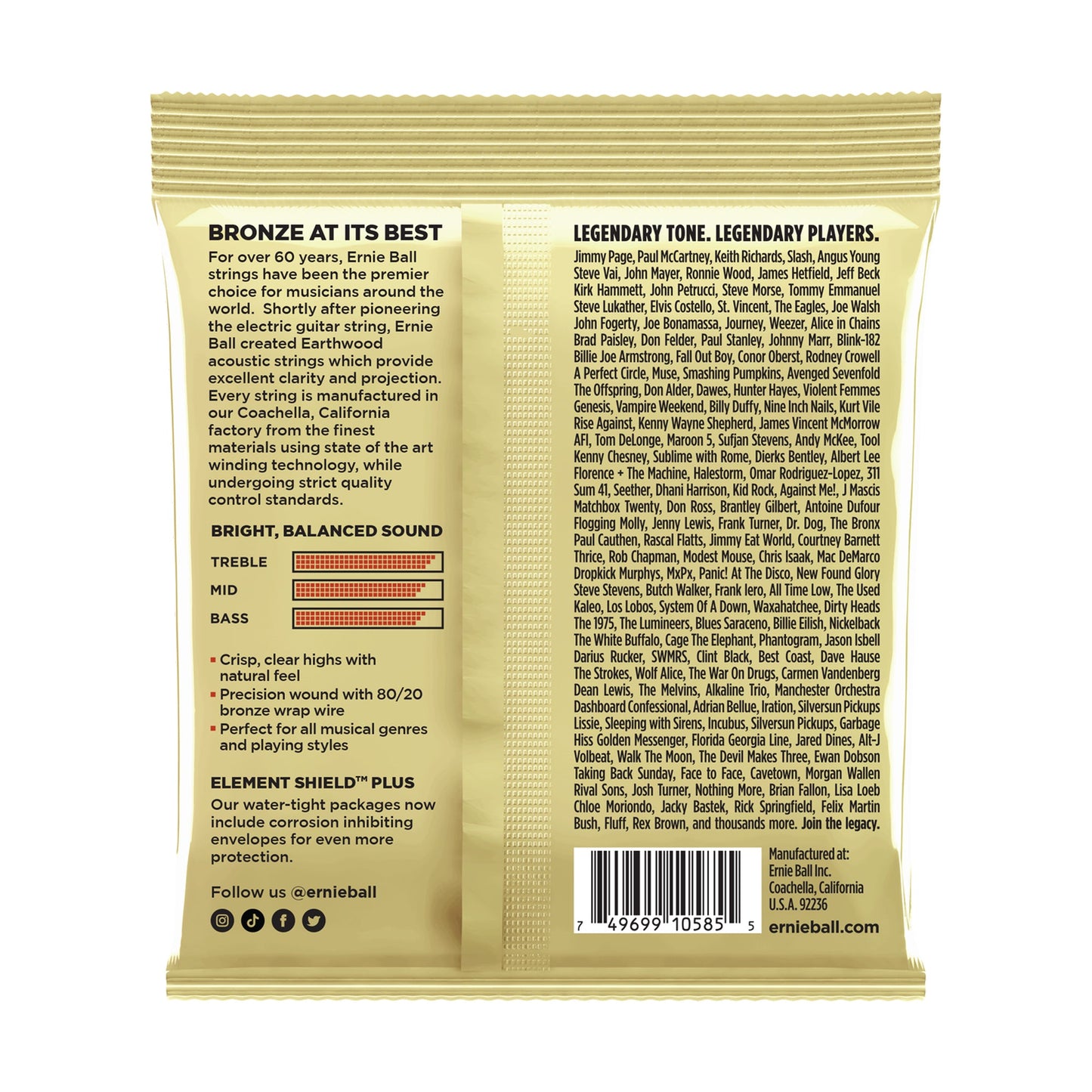 Ernie Ball P02006 Earthwood Extra Light Acoustic Strings 10-50