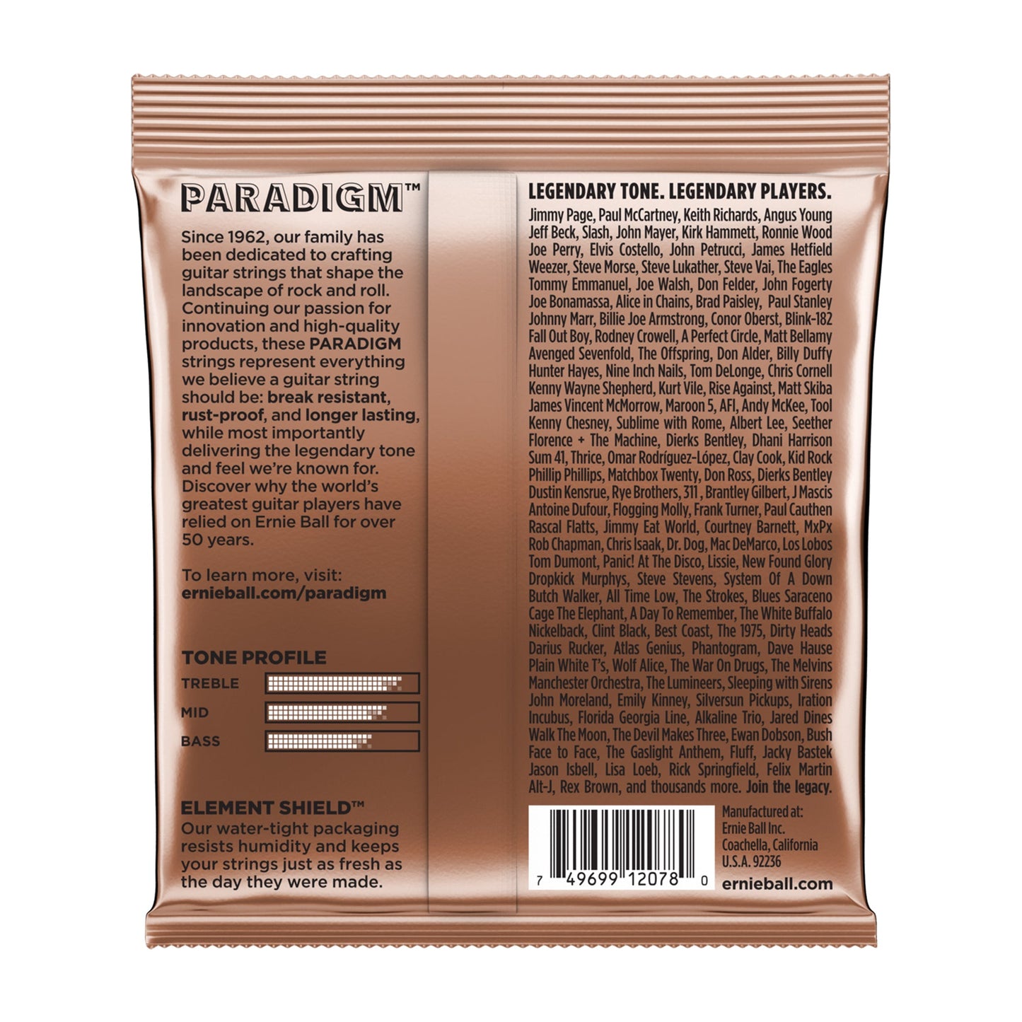 Ernie Ball P02076 Paradigm Phosphor Bronze Medium Light Acoustic Strings 12-54