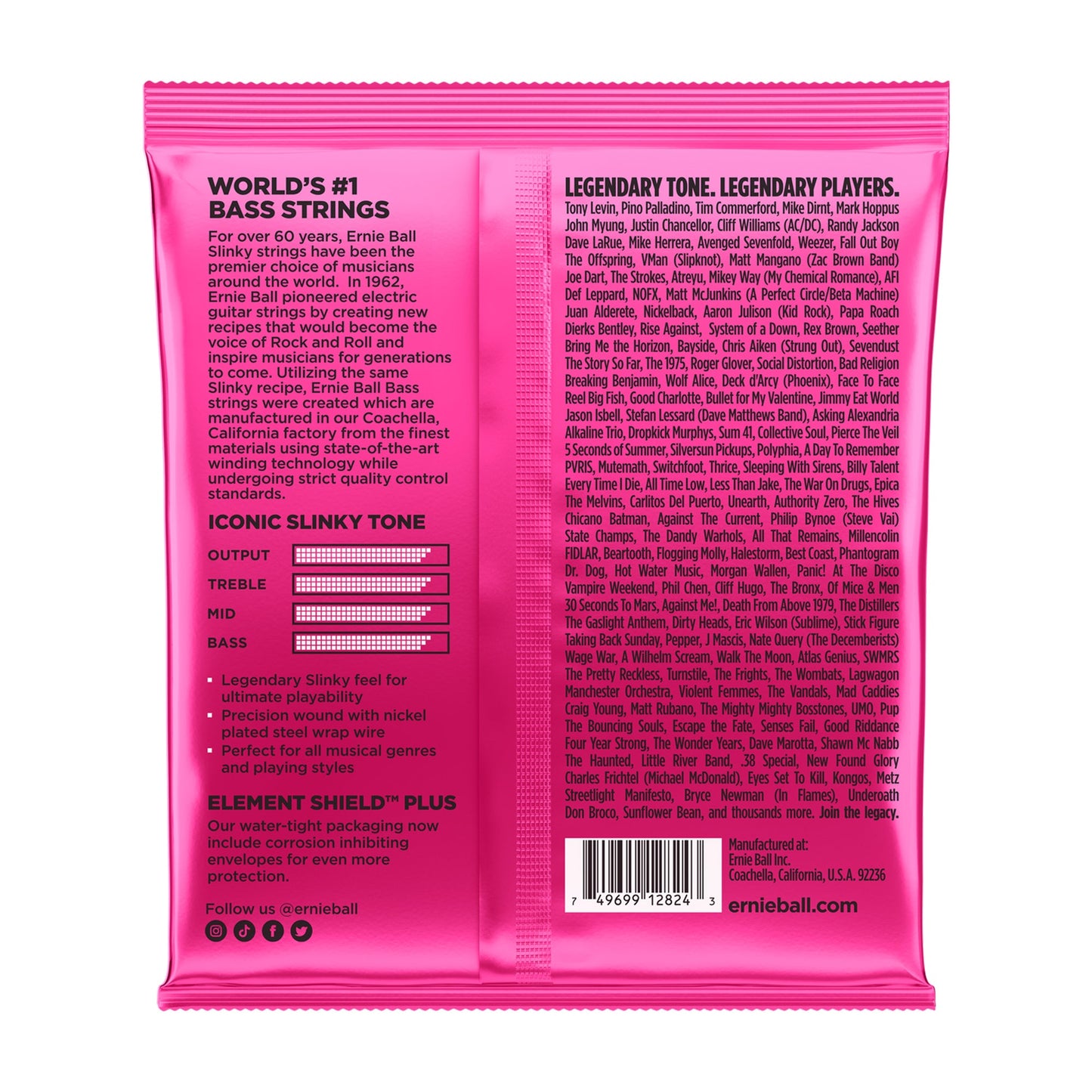 Ernie Ball P02824 Super Slinky Nickel Wound 5-String Bass Strings 40-125