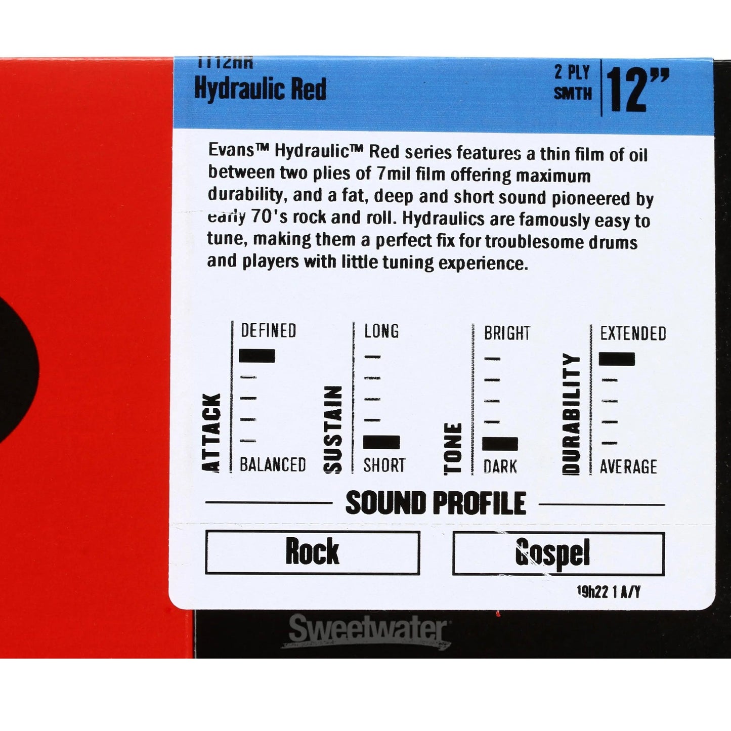 Evans TT12HR Hydraulic Red 12" Tom Batter Head