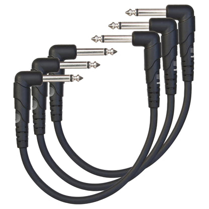 D'Addario PW-CGTP-305 Classic Series Right Angle Patch Cable 3-Pack