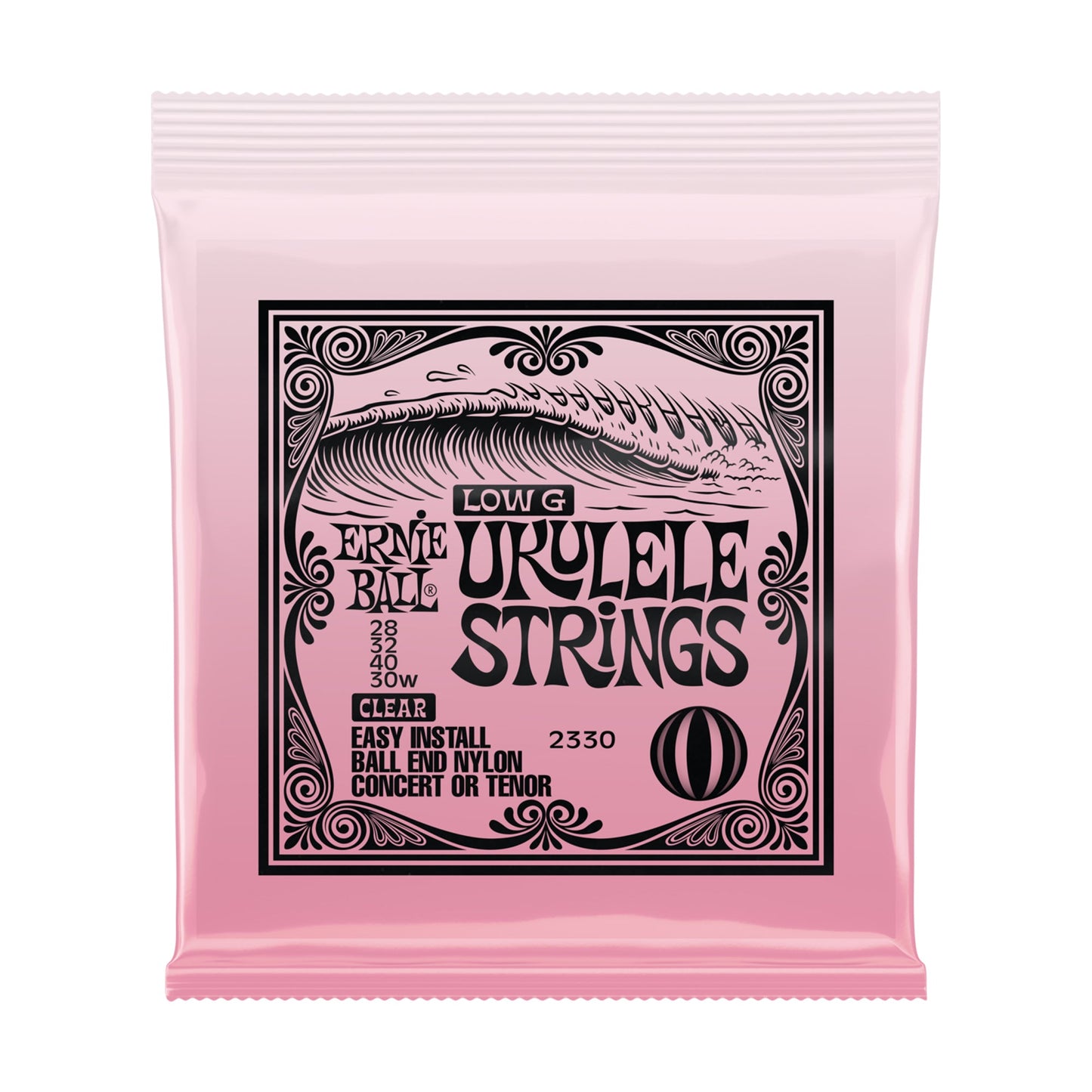 Ernie Ball P02330 Concert Tenor Wound Low G Nylon Ball End Ukulele Strings Clear
