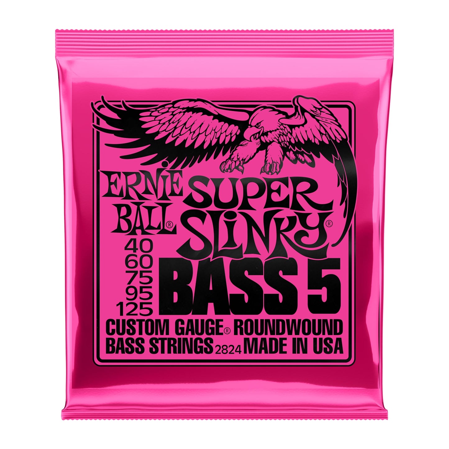 Ernie Ball P02824 Super Slinky Nickel Wound 5-String Bass Strings 40-125