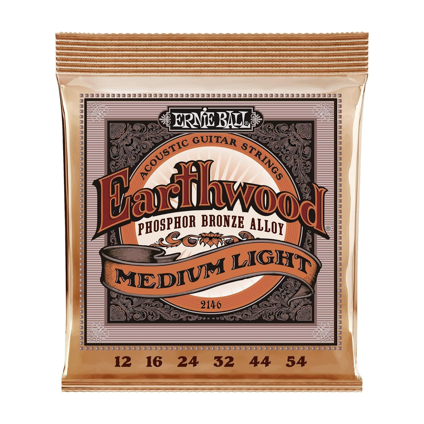 Ernie Ball P02146 Earthwood Phosphor Bronze Medium Light Acoustic Strings 12-54