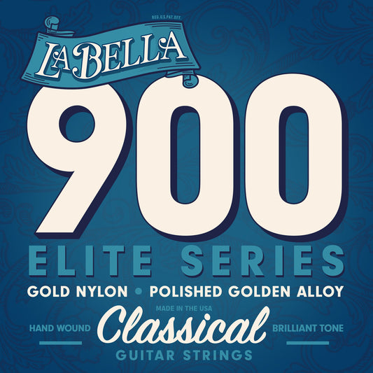 LaBella 900 Classical Guitar Strings | Medium | Gold Nylon