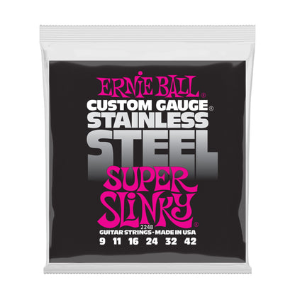 Ernie Ball P02248 Super Slinky Stainless Steel Wound Electric Strings 9-42