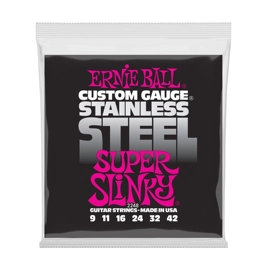 Ernie Ball P02248 Super Slinky Stainless Steel Wound Electric Strings 9-42