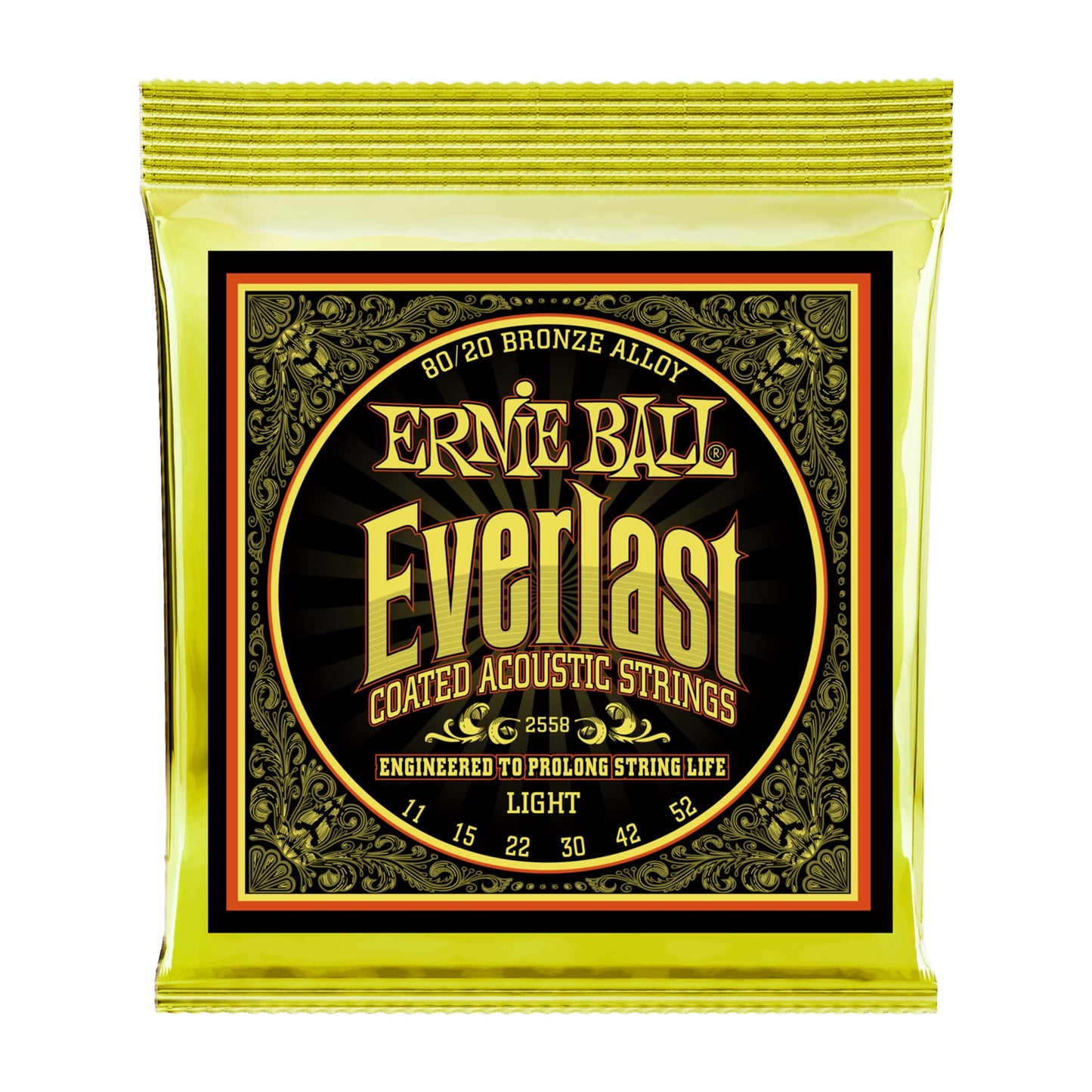 Ernie Ball P02558 Everlast Coated 80/20 Bronze Light Acoustic Strings 11-52