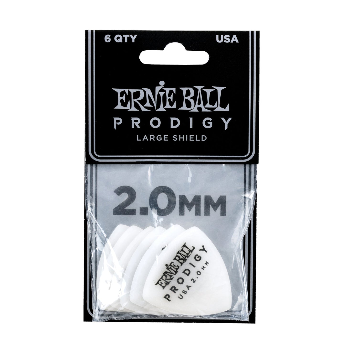 Ernie Ball P09338 Prodigy Large Shield Picks 2.0mm White 6 Pack