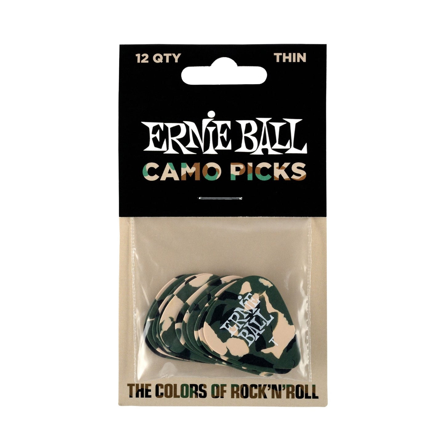 Ernie Ball P09221 Cellulose Picks Thin Camouflage 12 Pack