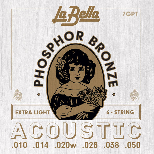 LaBella 7GPT Acoustic Guitar Strings | Extra Light Phosphor Bronze