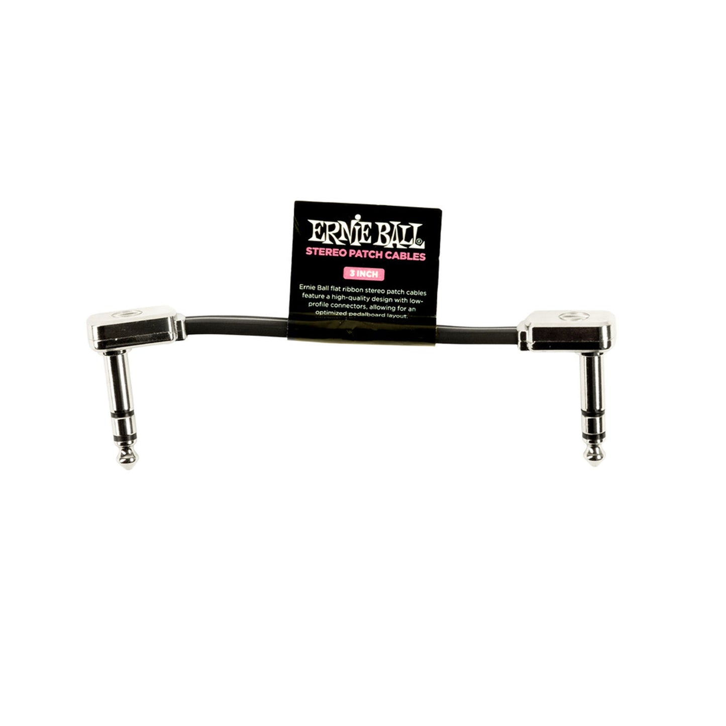 Ernie Ball P06407 Flat Ribbon Stereo Patch Cable 3in Black