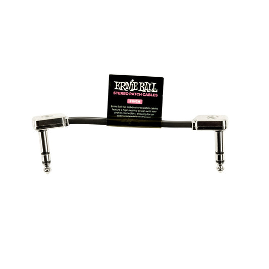 Ernie Ball P06407 Flat Ribbon Stereo Patch Cable 3in Black