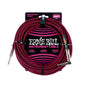 Ernie Ball P06062 Braided Instrument Cable Straight/Angle 25ft Black Red