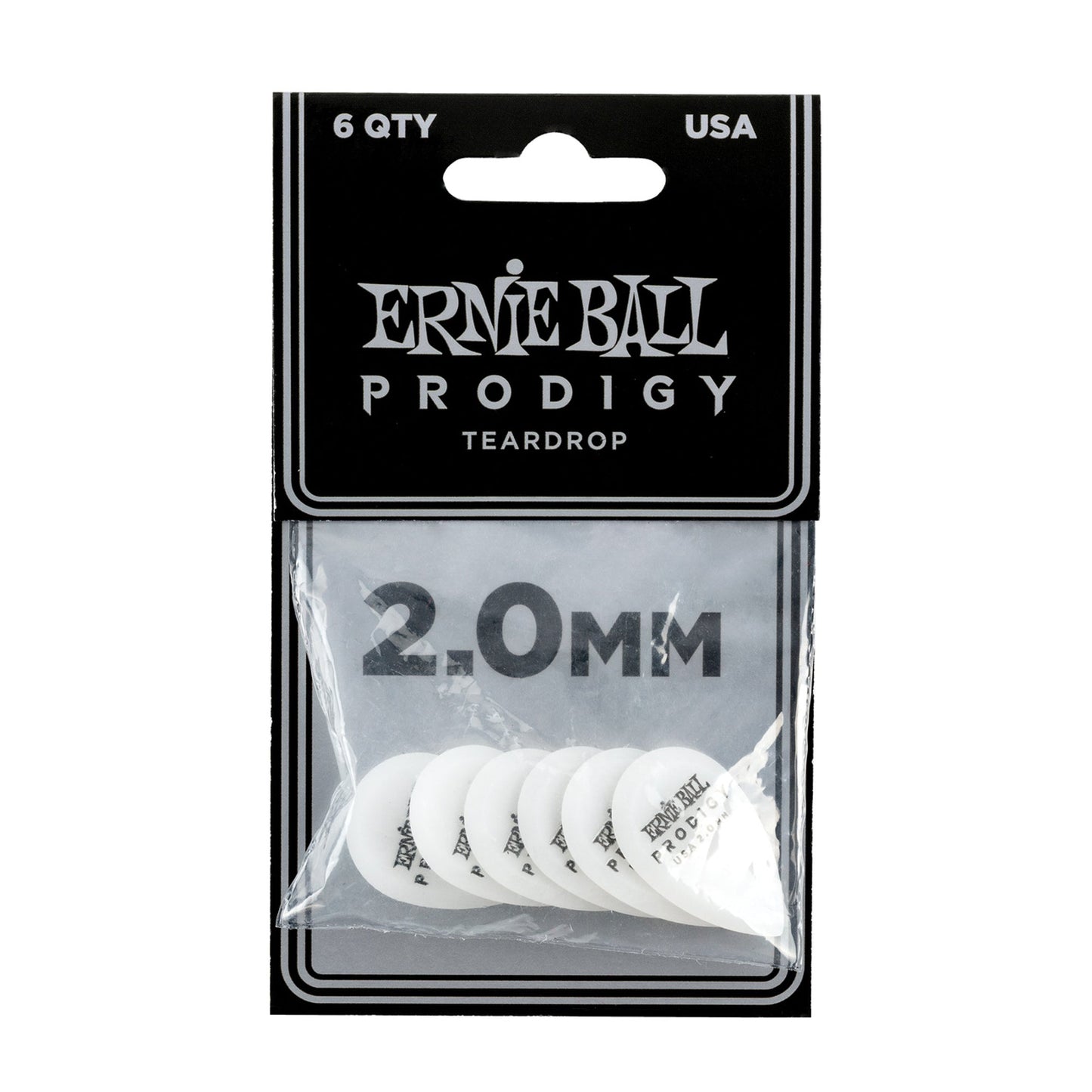 Ernie Ball P09336 Prodigy Teardrop Picks 2.0mm White 6 Pack