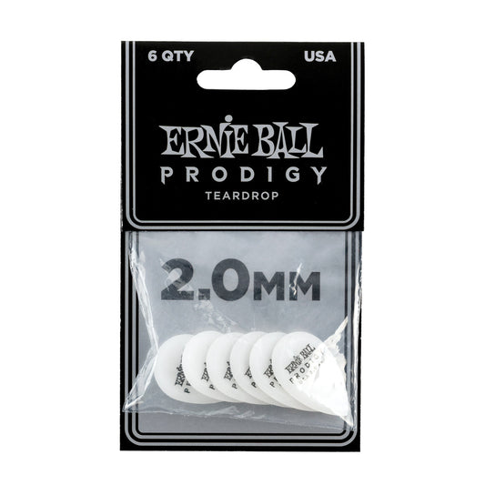 Ernie Ball P09336 Prodigy Teardrop Picks 2.0mm White 6 Pack