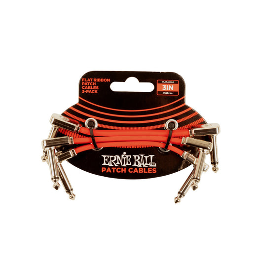 Ernie Ball P06401 Flat Ribbon Patch Cable 3in Red 3 Pack