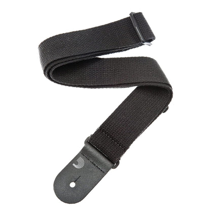 D'Addario 50CTPL00 Planet Lock Cotton Guitar Strap Black 50mm