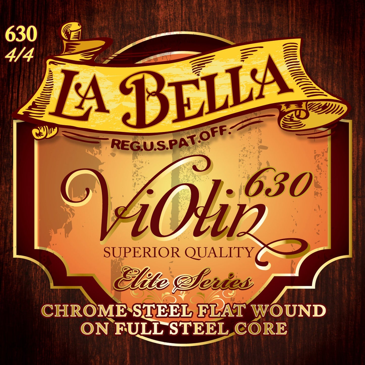 LaBella 630-4/4 Violin Strings | 4/4 Chrome Steel Flatwound