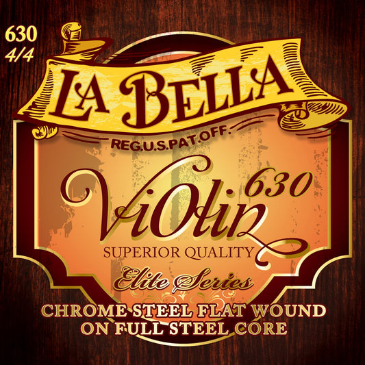 LaBella 630-4/4 Violin Strings | 4/4 Chrome Steel Flatwound