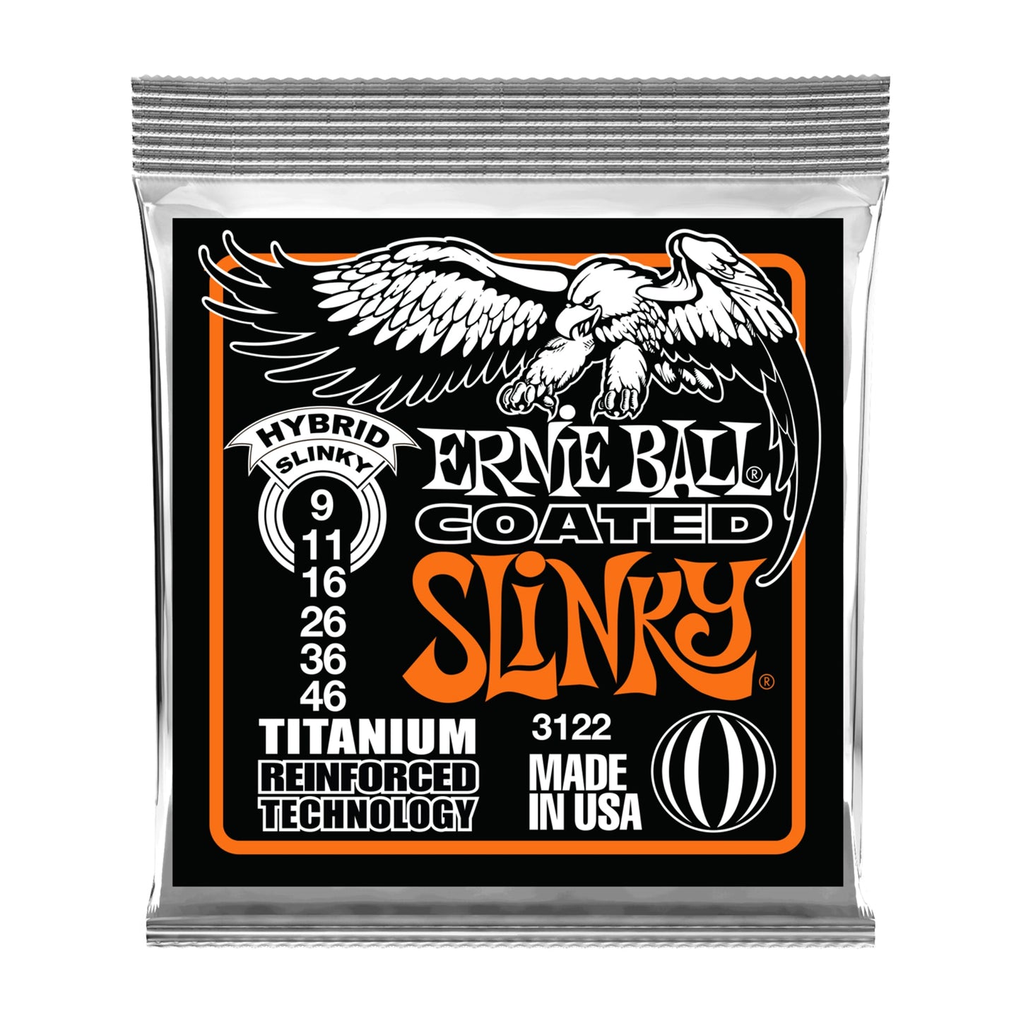 Ernie Ball P03122 Hybrid Slinky Coated Titanium RPS Electric Strings 9-46