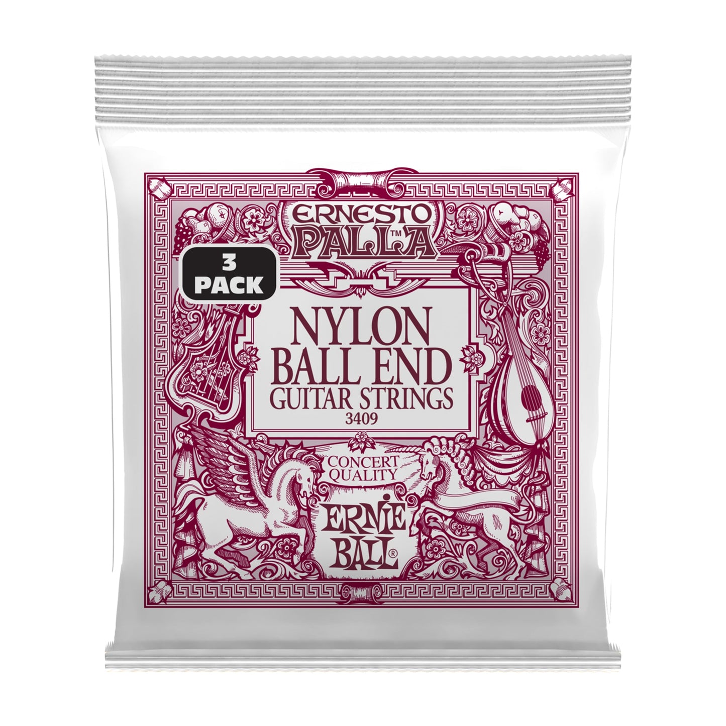 Ernie Ball P03409 Ernesto Palla Nylon Ball End Classical Strings Black & Gold 3-Pack