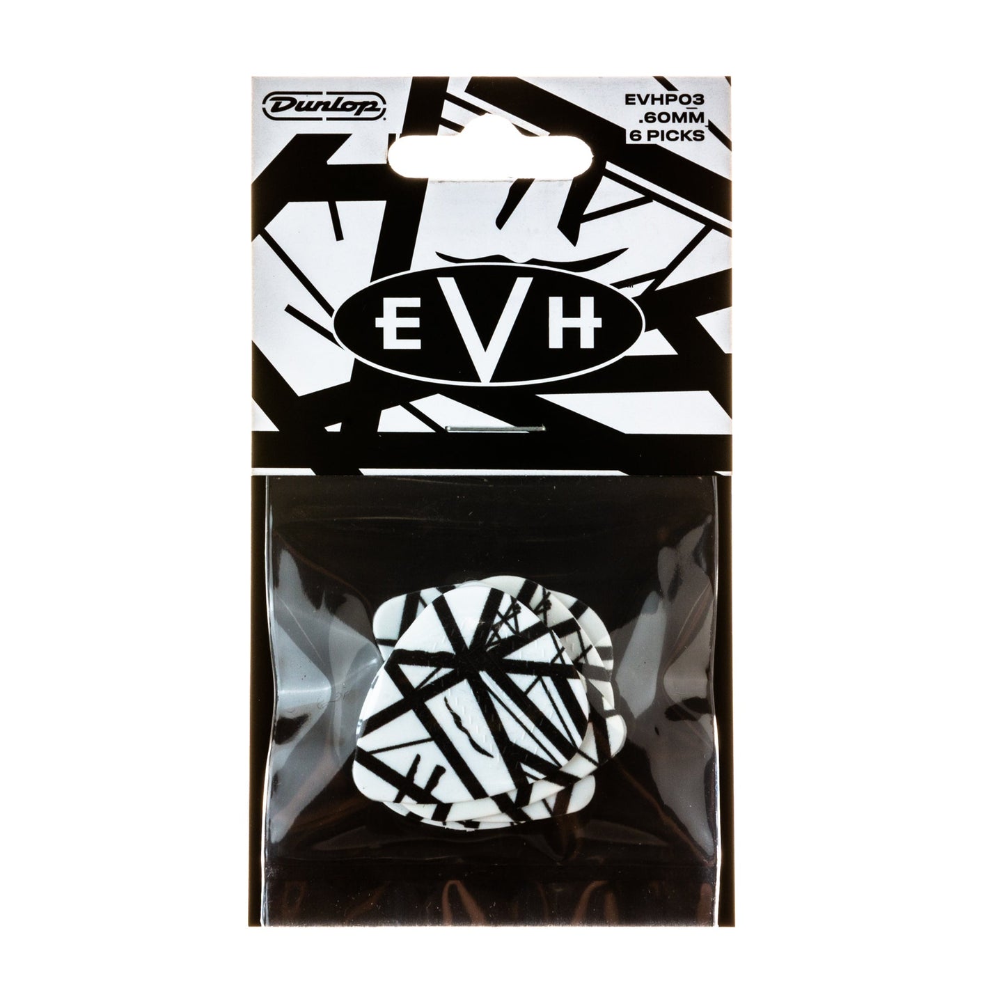 Dunlop EVH-03 Guitar Picks .60mm | White Black Stripes
