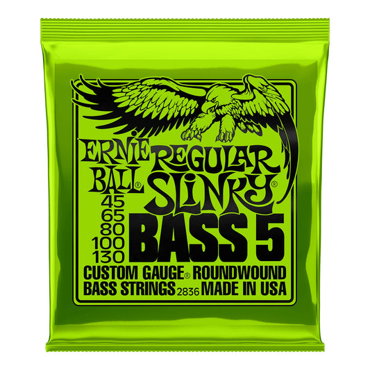 Ernie Ball P02836 Regular Slinky Nickel Wound 5-String Bass Strings 45-130
