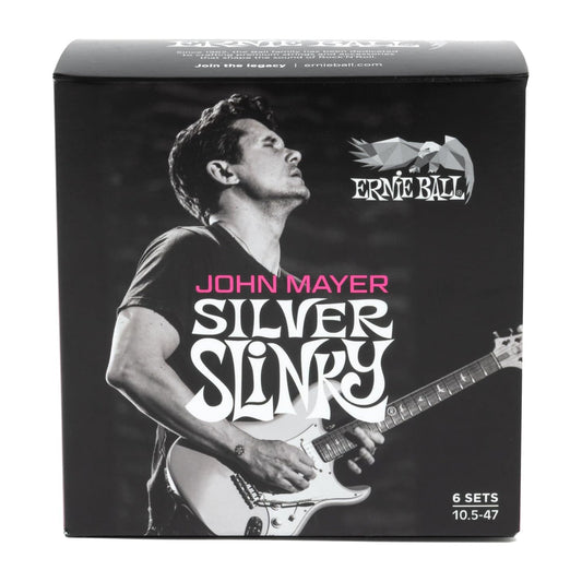 Ernie Ball P03817 John Mayer Silver Slinky Nickel Wound Strings 10.5-47 6-Pack