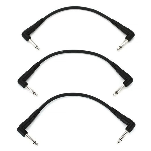D'Addario PW-CGTP-305 Classic Series Right Angle Patch Cable 3-Pack