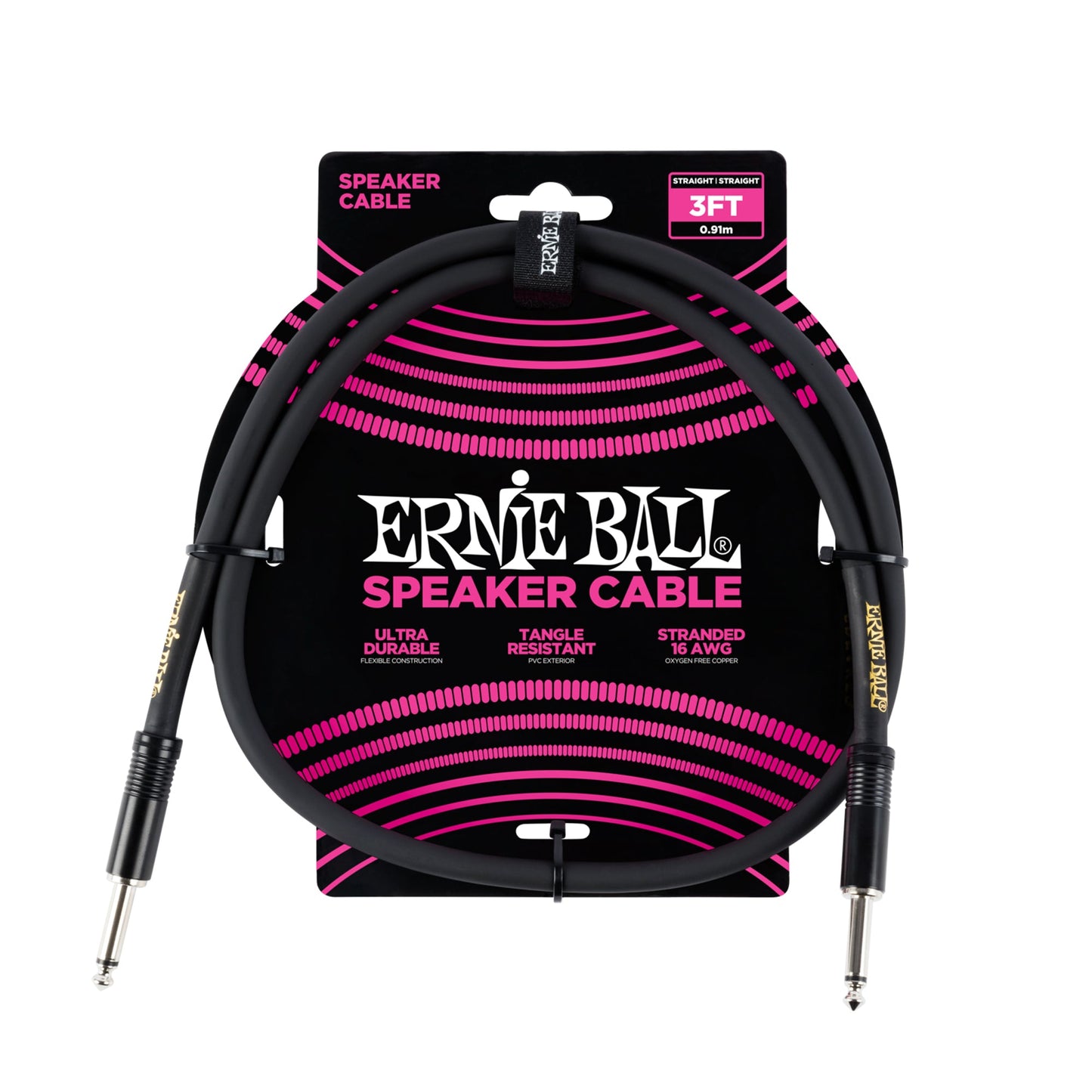 Ernie Ball P06071 Classic Speaker Cable Straight/Straight 3ft Black