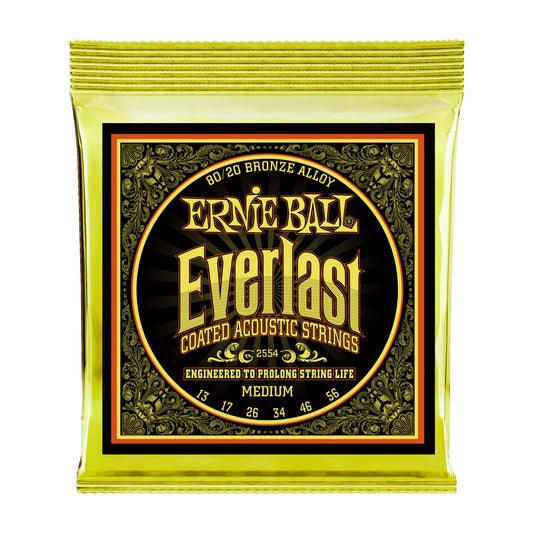 Ernie Ball P02554 Everlast Coated 80/20 Bronze Medium Acoustic Strings 13-56