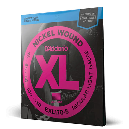 D'Addario EXL170-5 XL Nickel 5-String Bass Guitar Strings 45-130