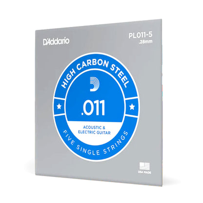 D'Addario PL011-5 Plain Steel .011 Single Guitar String 5-Pack