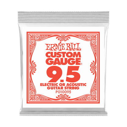 Ernie Ball P01009 Plain Steel .009 Electric Acoustic Guitar Single Strings 6-Pack