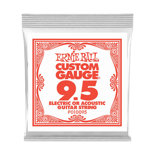 Ernie Ball P01009 Plain Steel .009 Electric Acoustic Guitar Single Strings 6-Pack