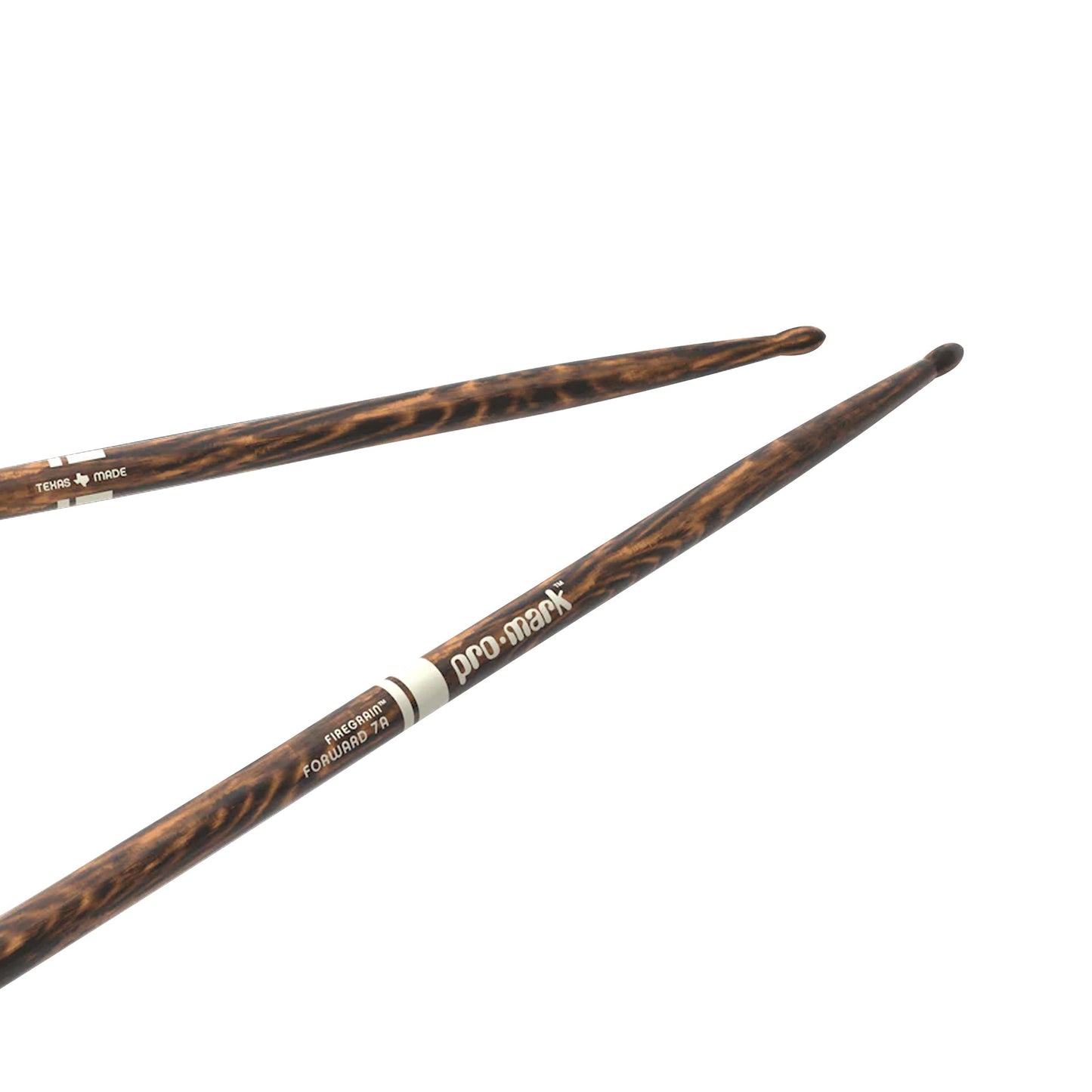Promark TX7AW-FG Classic 7A FireGrain Flame-Hardened Hickory Drumsticks | Oval Wood Tip | Brown