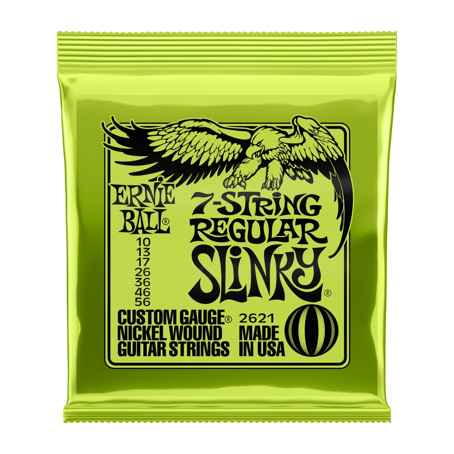 Ernie Ball P02621 Regular Slinky Nickel Wound 7-String Electric Strings 10-56
